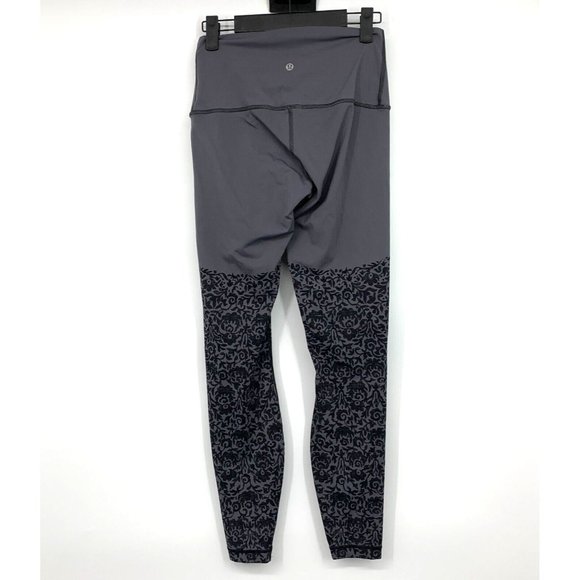 Lululemon Wunder Under Pant High Rise Engineered Print Gray Floral - Picture 7 of 10